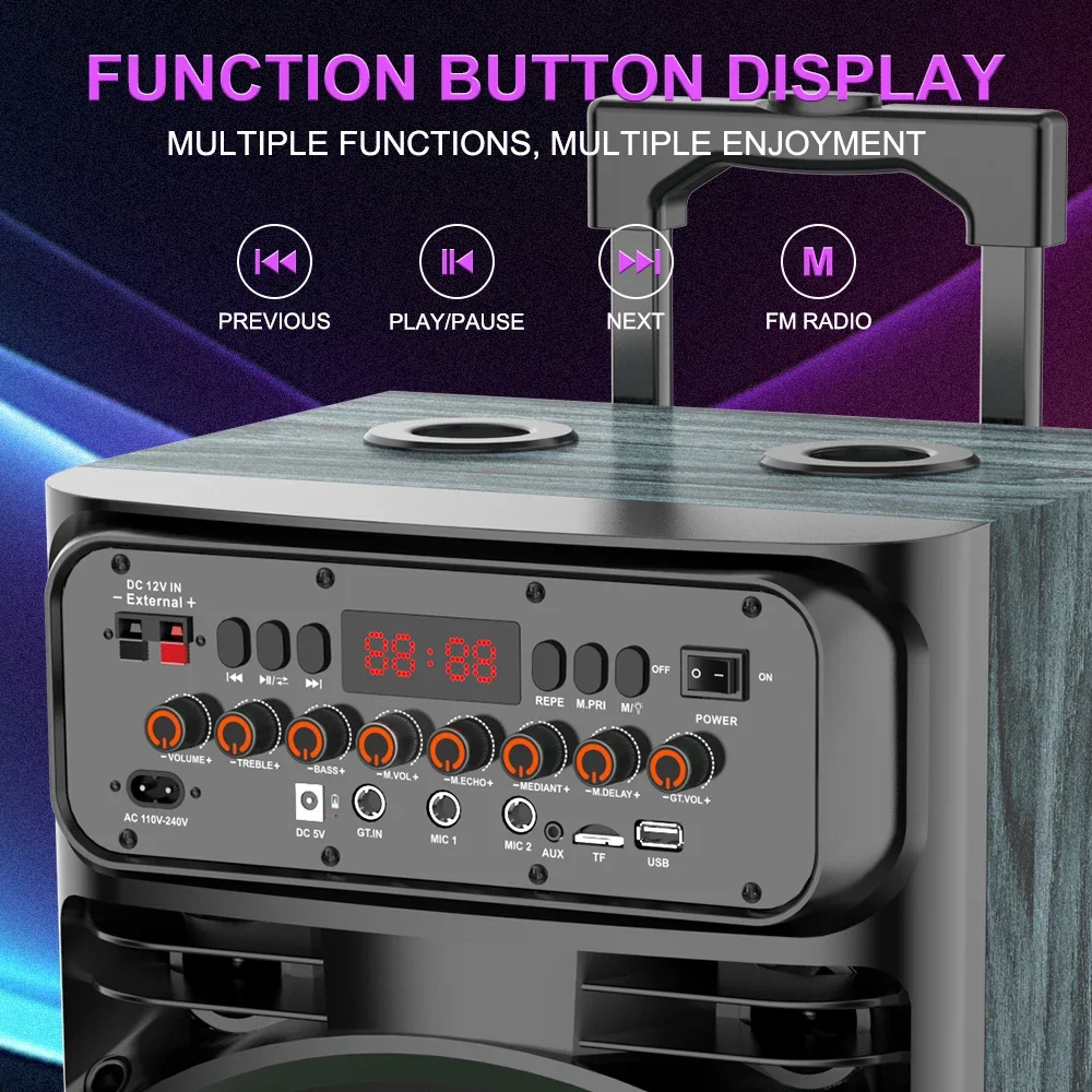 Sing-e JQS9033 Dual 10-inch Large Stage High Power KTV Karaoke DJ Wireless Bluetooths Speaker with RGB LED Lighting