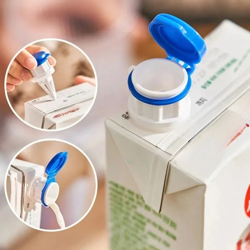 2pcs Milk beverage bottle dispenser Boxed beverage drainage device with lid and anti spill sealing Milk carton extension spout