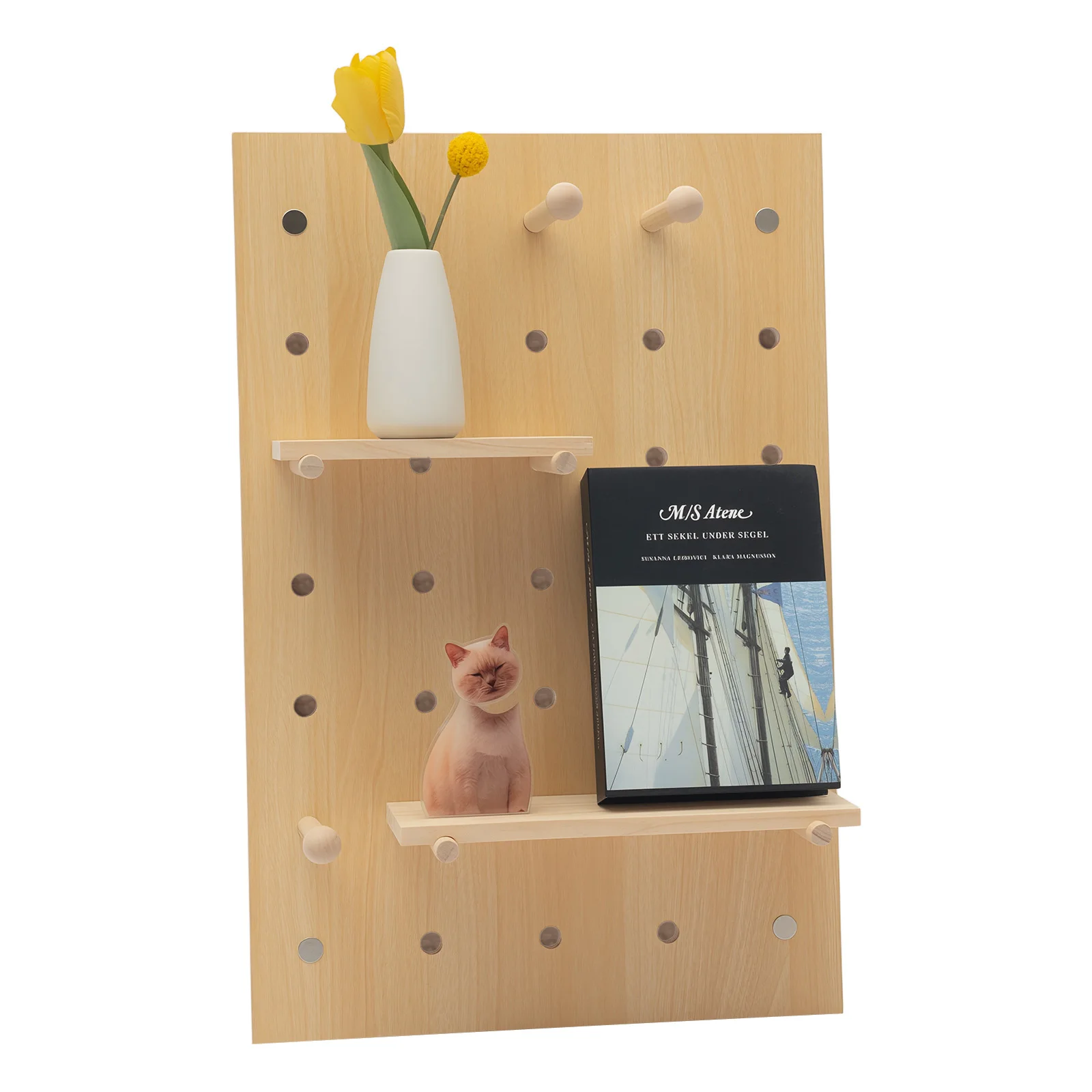 Wooden Rectangular Pegboard Combination Wall Organizer Kit, Modular Display Pegboard Panel Kits, DIY Hanging Peg Board Panel for Home Office