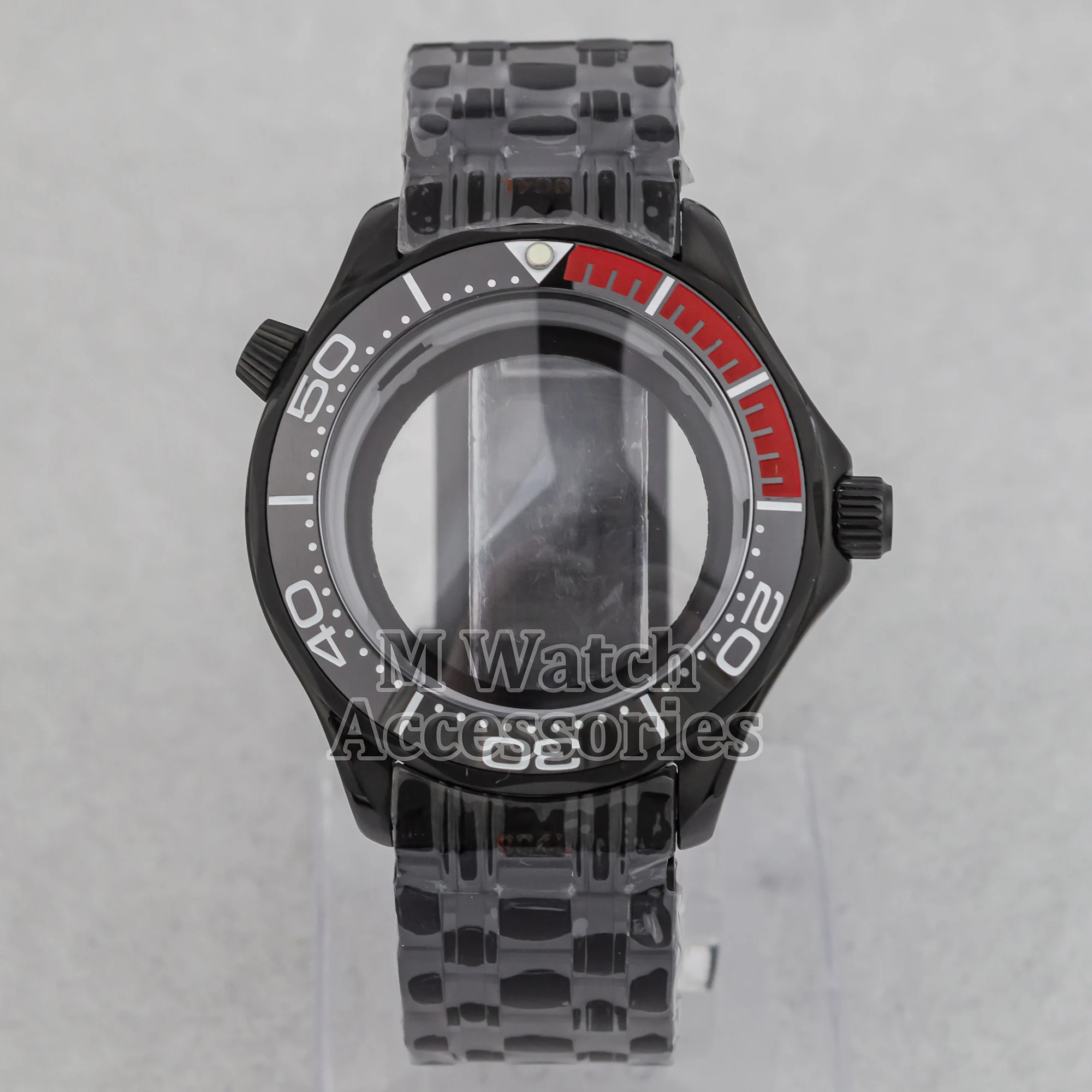 

41mm NH35 Watch Case Strap Black PVD 316L Stainless Steel Waterproof for Seamaster 300 Case NH35 NH36 Movement Watch Accessories