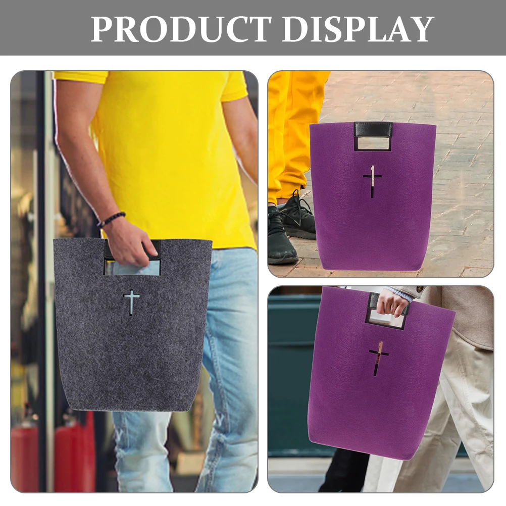 

2pcs Felt Large Capacity Bible Bag Shopping Tote Business File Gift Bag Reusable Safe Practical Elegant Color Versatile