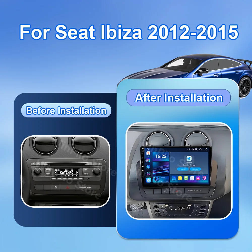 Android 16 12+256 Touch Screen For Seat Ibiza 2012-2015 Android Auto Radio Car Multimedia Video Player 5G WIFI GPS Navigation 4G