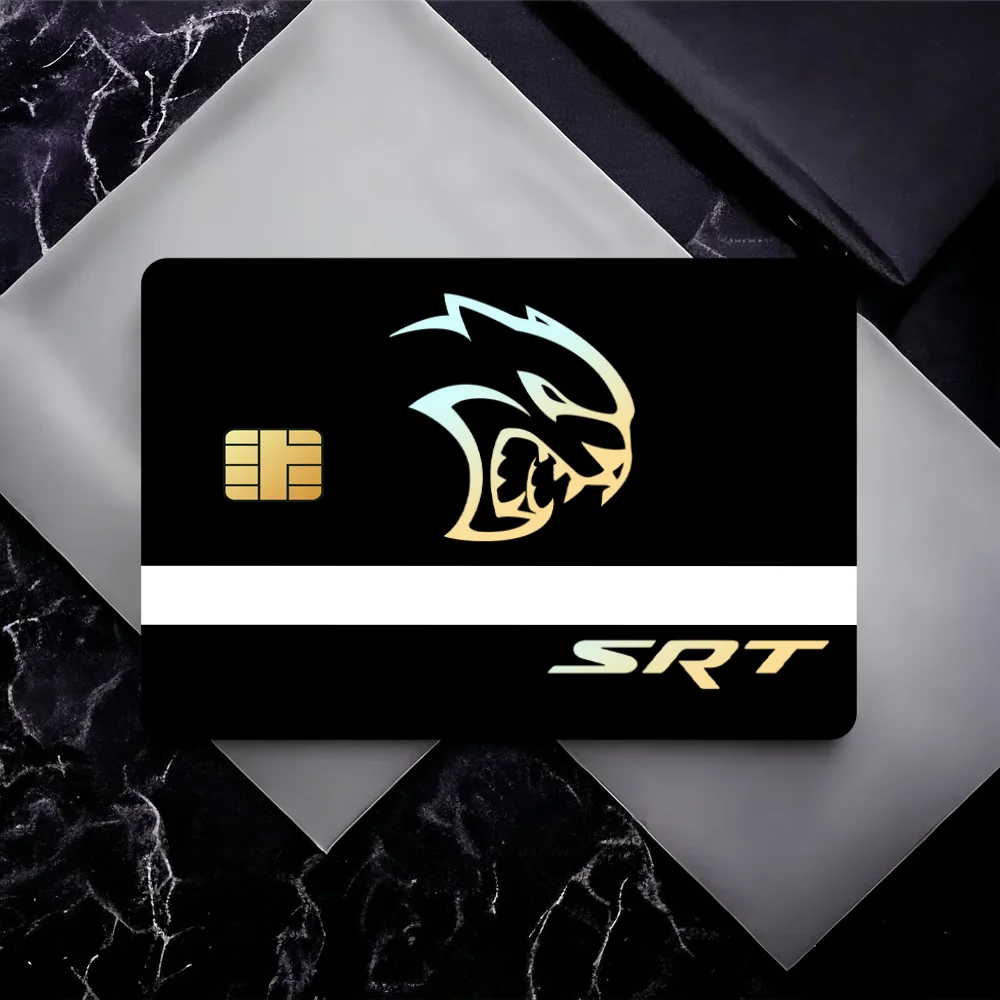 Logo S-SRT Hellcat Waterproof Film Skin Cover Credit Card Stickers 4PCS Debit Front Decoration Bank Bus Pass