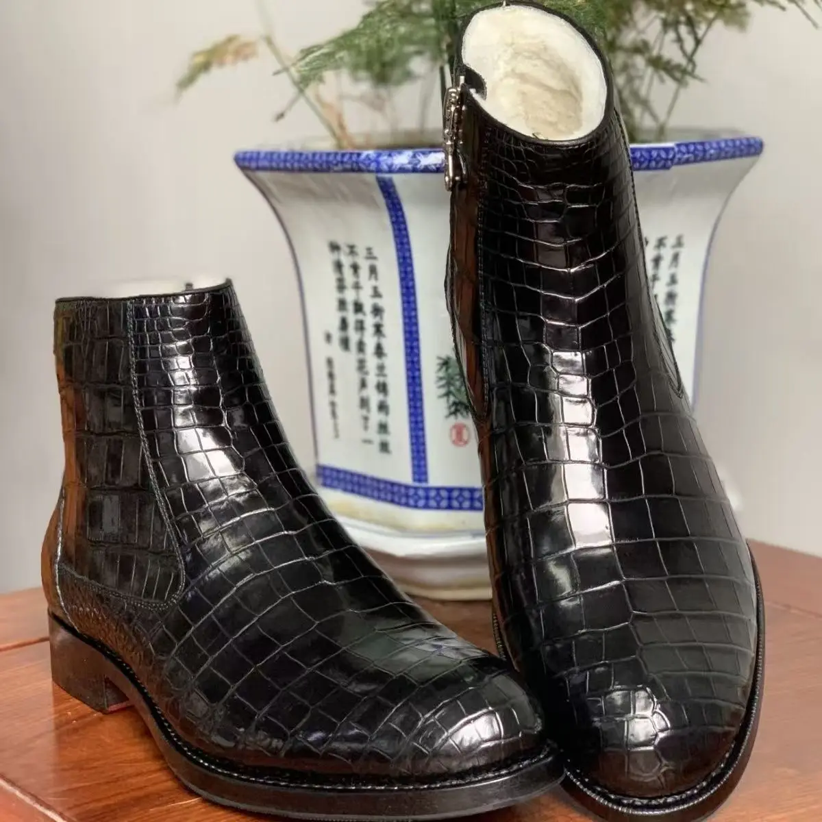 2025 new arrival winter crocodile skin wool liner Boots men, PDD688 view 2