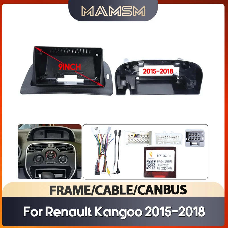 9 Inch For Renault Kangoo 2015-2018 Car Radio Fascia Panel Stereo Frame Plate Adapter Mounting Dash Installation Bezel 2 Din