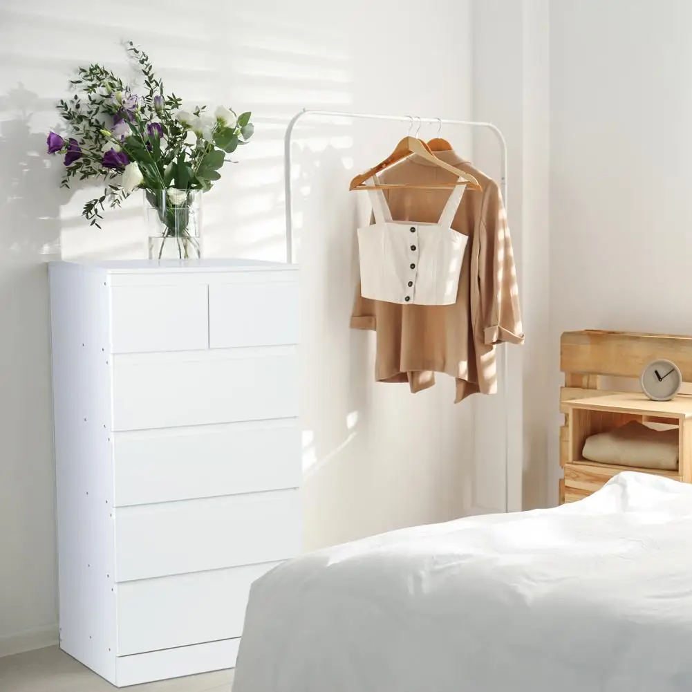 White Dresser Bedroom Dresser & Chests of Drawers Tall Dresser with 6 Wood Drawers Large Wood Dressers for Bedroom Closet