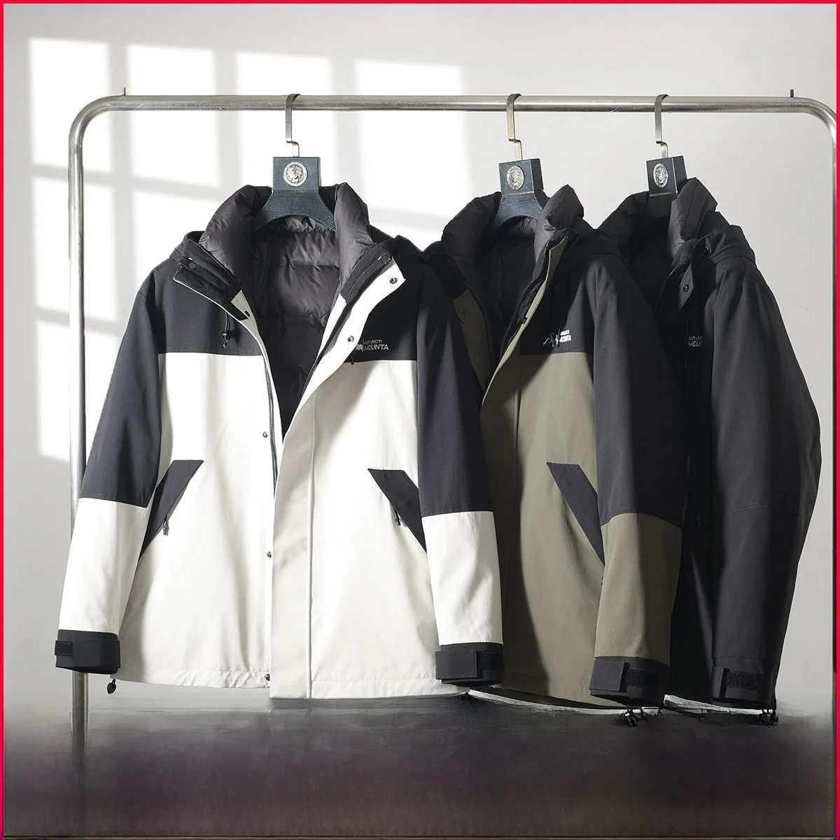 

Outdoor Tee-in-One Men's Faionable Du down Jaet Detachable Hooded Youth ular Regular Length Pure Color Winter Coat