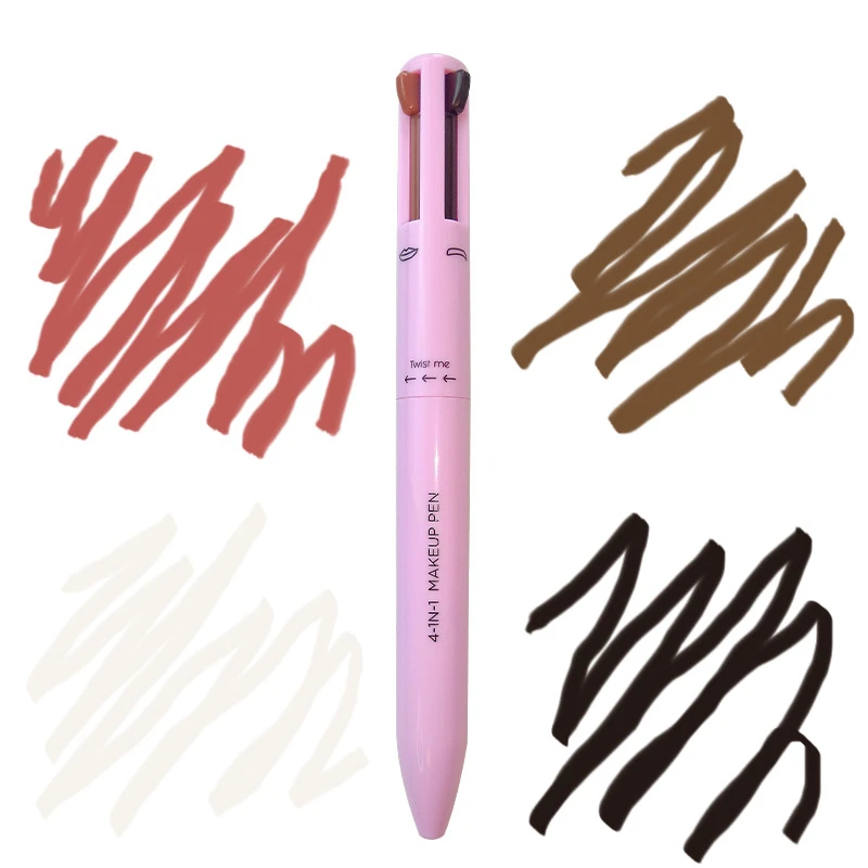 4 In 1 Face Makeup Pen High Gloss Lip Line Eyeliner Eyebrow Pencil Multi-function Makeup Pen Long Lasting Waterproof Cosmetics