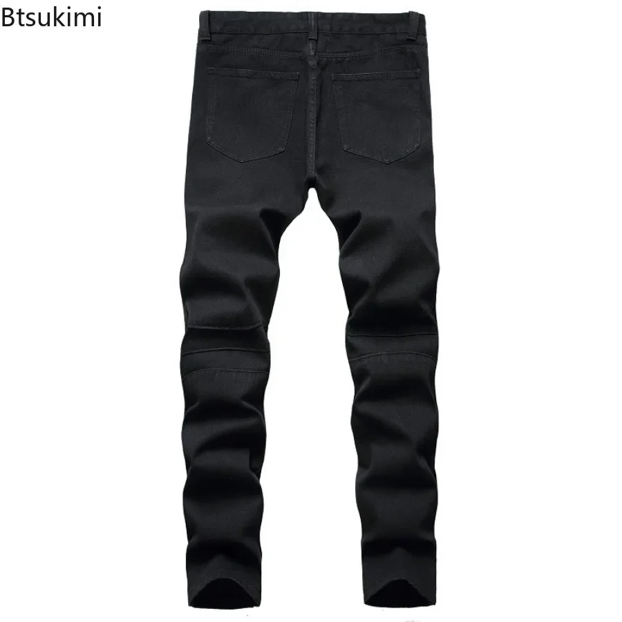 Fashion New Men's Outdoor Cycling Jeans Handsome Motorcycle Pants Trend Streetwear High Quality Slim Casual Denim Pants for Men