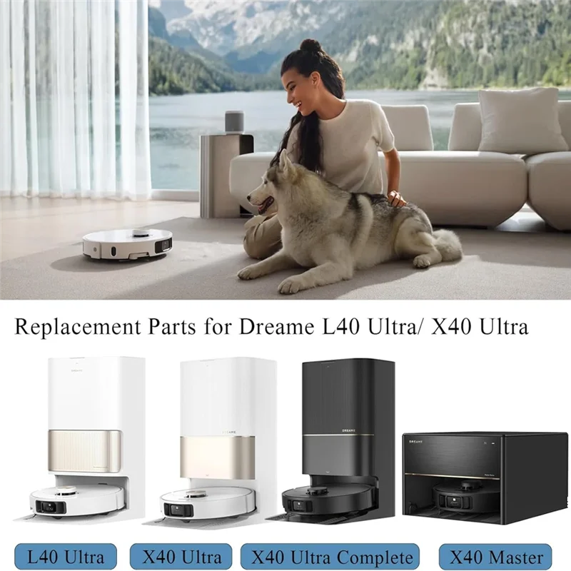 قطع غيار ملحقات لـ Dreame X40 Ultra/X40 Pro روبوت فراغ فرش جانبية رئيسية ممسحة ملابس مرشحات HEPA أكياس الغبار