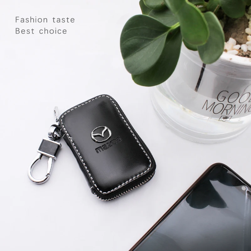 

Leather Key Case Wallet Cover for Mazda Axela Atenza Demio 3 6 2 323 CX3 CX5 MX3 RX8 MP MS Car Logo Accessory