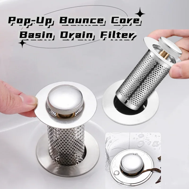 

Multifunctional Floor Drain Filter Pop-Up Bounce Core Basin Drain Stopper Hair Catcher Shower Sink Strainer Bathroom Accessory