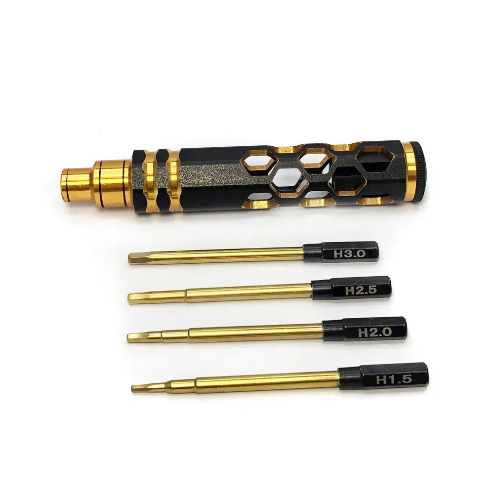 Metal Screwdriver 4 in 1 Set 1.5mm 2.0mm 2.5mm 3.0mm Hex Hexagonal Service Tool Kit for Model FPV Drone Aircraft Car Boat Part