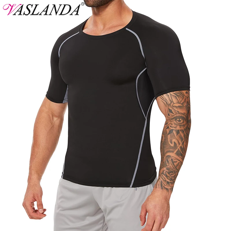 Men Active Quick Dry Crew Neck T Shirts Workout Short Sleeve Athletic Running Gym Base Layer Sport Undershirt