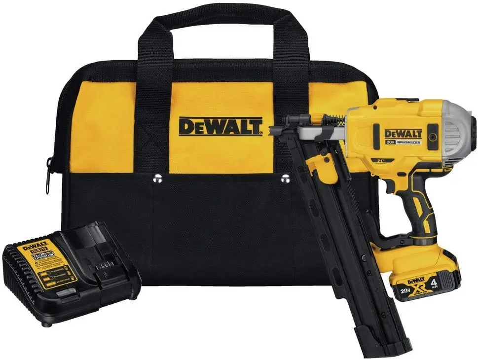 Dcn21Plm1R 20V Max Lithium-Ion 21-Degree Plastic Collated Framing Nailer Kit (4 Ah) (Renewed)