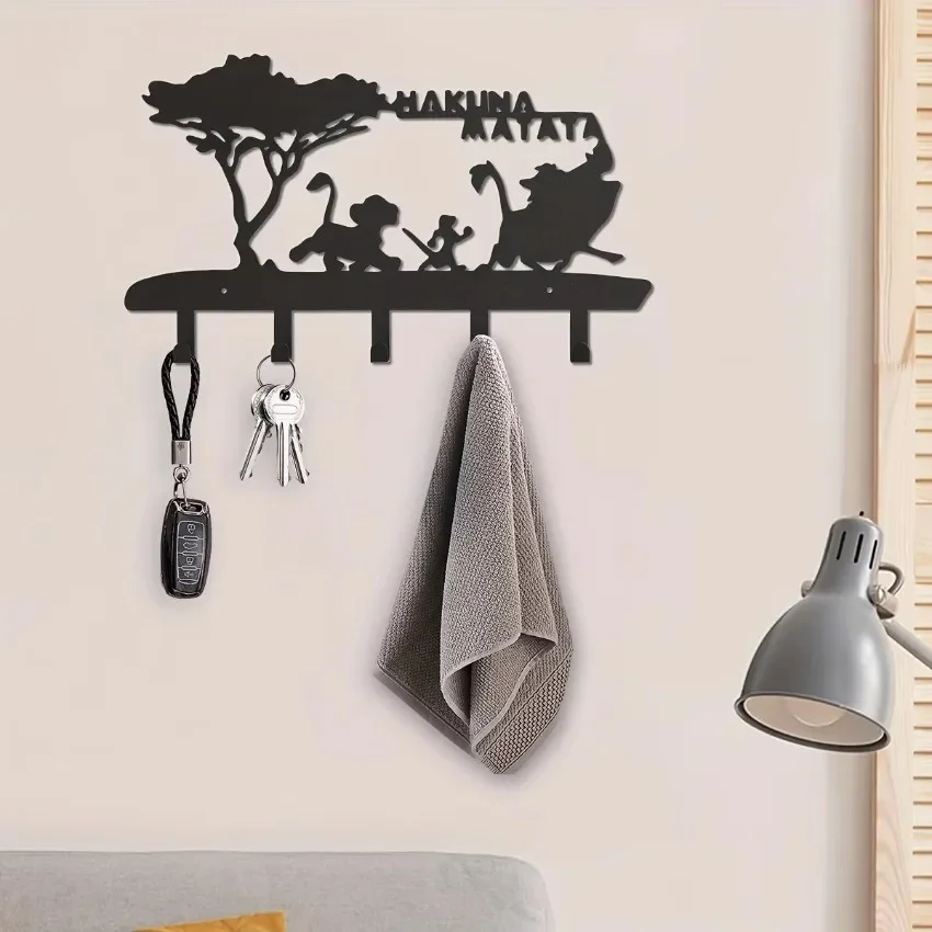CIFBUY Metal Key Rack Wall Mounted Storage Shelf With 5 Hooks Home Decor Holder For Entryway Organization Functional Decor