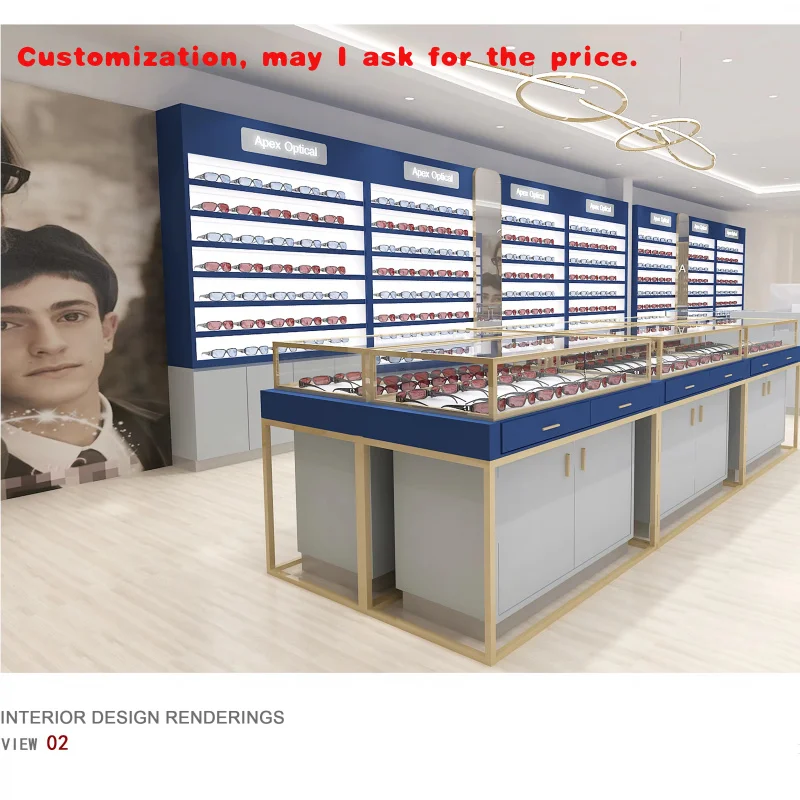 

на заказ. Современный оптический магазин, шкафы для солнцезащитных очков, дизайн интерьера, островный дисплей, розничная заводская цена