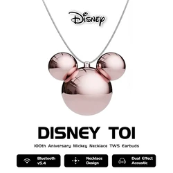 Disney-Écouteurs sans fil Bluetooth 5.4 avec suppression du bruit, 100e anniversaire, collier TWS, écouteurs stéréo HIFI, casque ENC