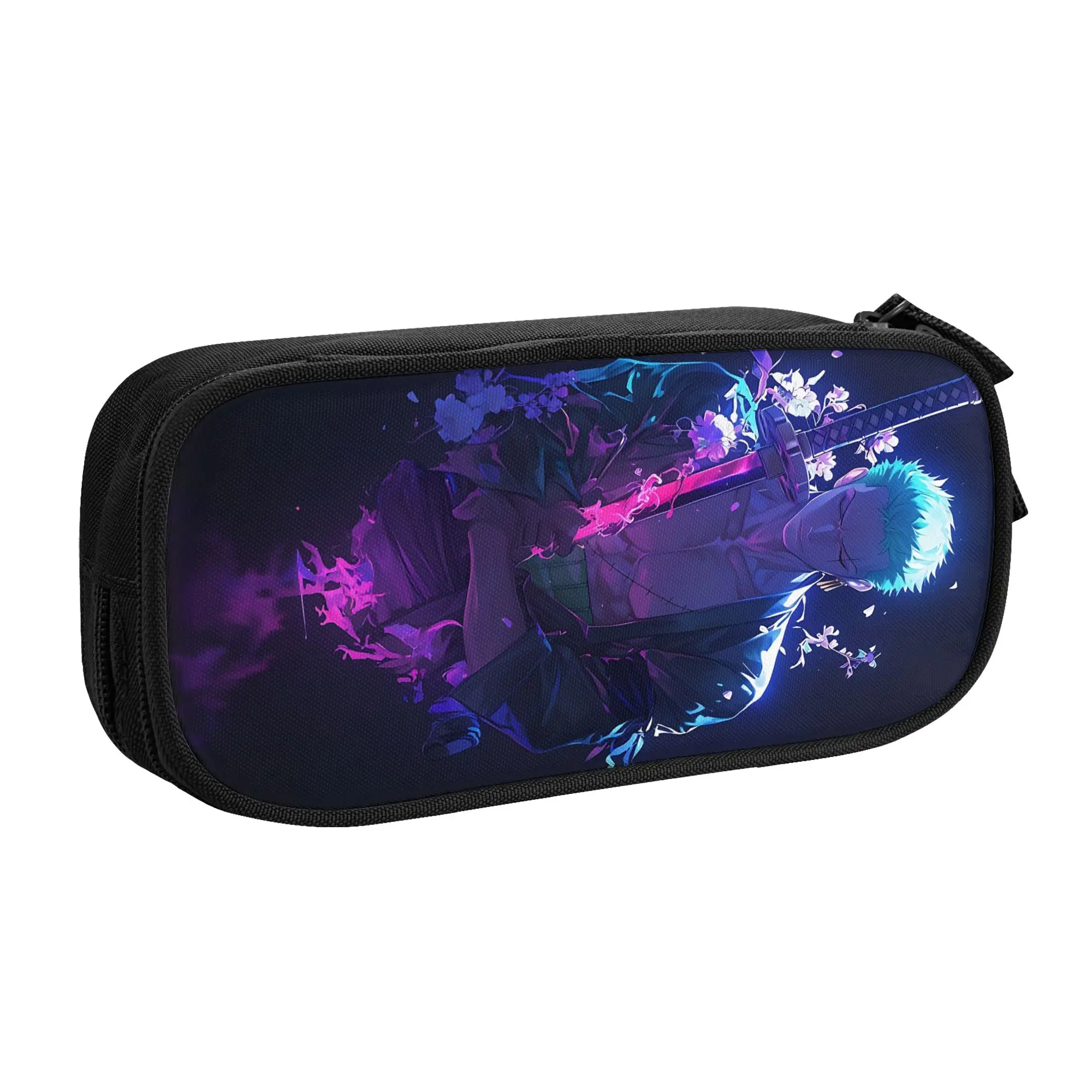 Large Capacity Bags For Child Cartoon Roronoa Zoro Samurai Neon Purple Print One Pieces Handheld Study Bag For Boys Gilrs Kids