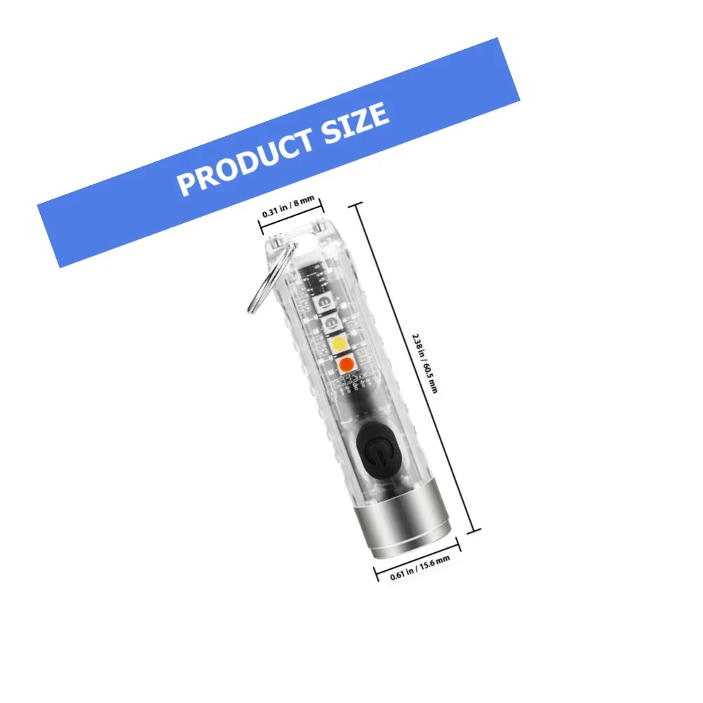 سلسلة مفاتيح Led صغيرة مصباح يدوي سطوع قابل للتعديل مقاوم للماء طويل المدى الشعلة للخارجية أبيض أحمر أرجواني وسائط الضوء حلقة رئيسية