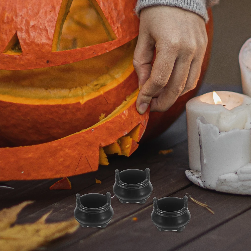 48-teiliges Miniatur-Halloween-Deko-Kessel-Set für Mikrolandschaften, Puppenhäuser, Gruselthemen-Ausstellungen, Partygeschenke und Heimdekoration