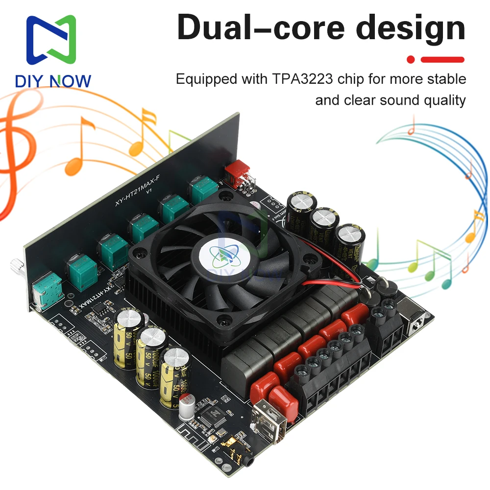 Subwoofer Amplifier Board DC 12-42V XY-HT21MAX Upgraded Version 2.1-Channel Bluetooth Amplifier Board 200W*2+400W TPA3223