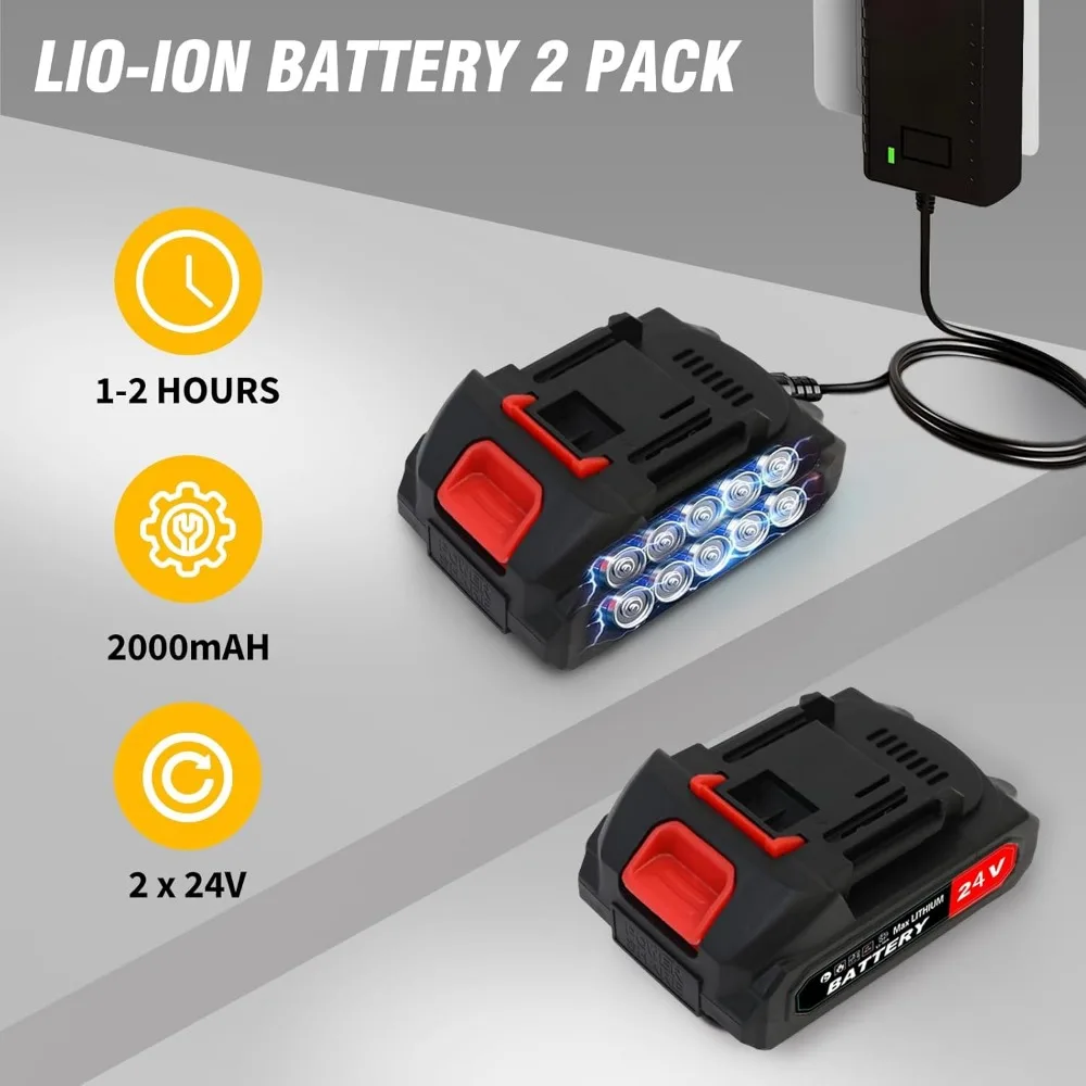 24V Cordless Electric Weed Wacker with 2 Batteries & Fast Charger, Lightweight 3-in-1 Trimmer for Garden Lawn