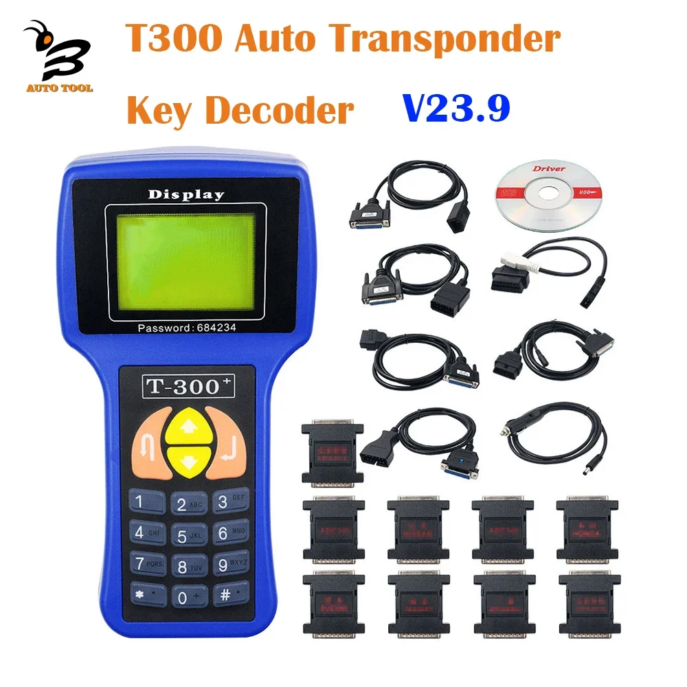 

T300 V23.9 Auto Transponder Key Decoder T-CODE T-300 Diagnostic Tool Car Key Programmer Blue Black T300 English Spanish Language