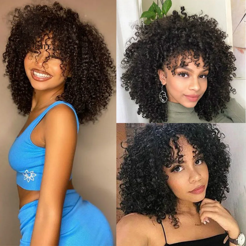 

High Temperature Silk Simulation Scalp Wig Woman Afro Natural Daily Tangle Free European and American Fashion Small Curly Hair