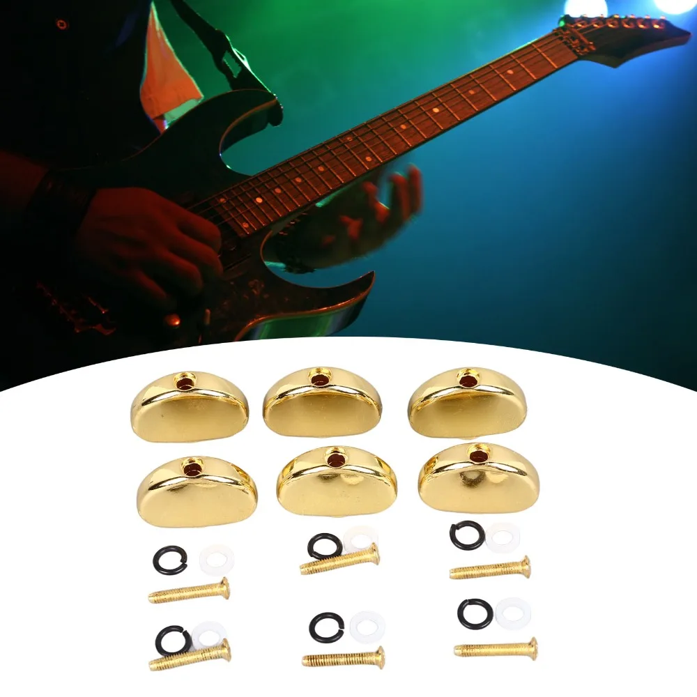 6PCS Durable Metal Guitar Tuning Peg Golden/Black Big Semicircle Guitar Tuning Key Replacement Tuning Peg Guitar