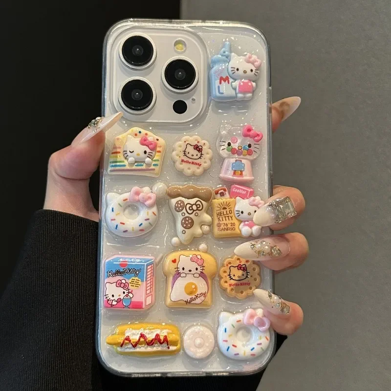 Kawaii Hello Kitty Pacha Dog 3D Apple Phone Case Suitable for IPhone15 14 13 11 16 ProMax Girls Anti Drop DIY Anime Phone Case