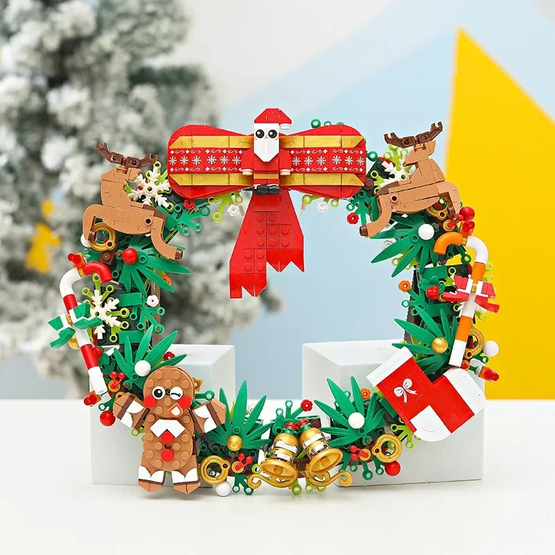 Diy Christmas Wreath Building Kit For 6+ Kids City Christmas Tree Decoration Moc Building Blocks Set Toys For Children Present