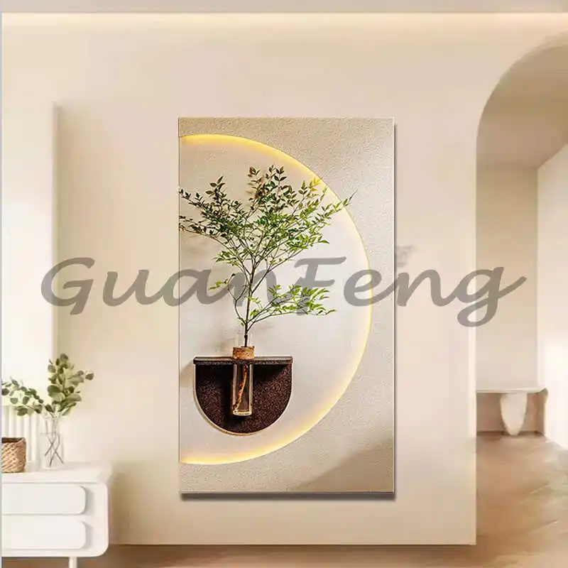 3D modern sandstone decorative hydroponic green plants high-end light luxury lamp painting