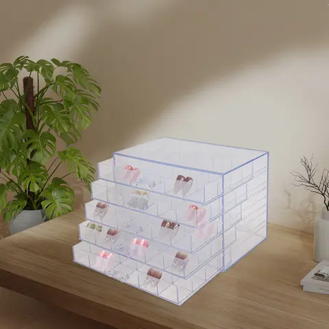 Genomskinlig förvaringslåda nageltipsorganisatör sminkpuff luftkudde dammtät fodral bärbart smyckespärlor örhängen förpackningsfodral 10 best sales pärlask - №10