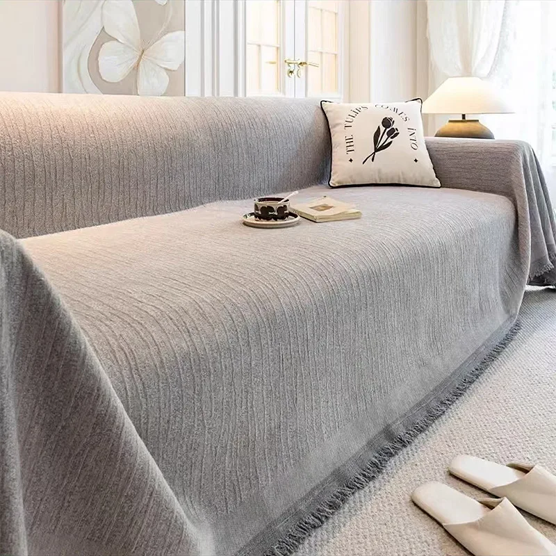 Luxury Sofa Cover L-Shaped Couches Chenille Reversible Stretchable Sofa Protector Slipcover Non-Slip All-Season Couch Blanket image 3