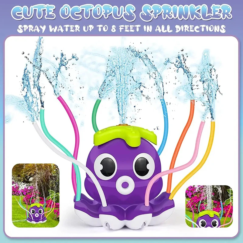 Outdoor Octopus Sprinkler Toy Home Game Garden Plastic Automatic Rotating Sprinkler Octopus Toy Summer Lawn Party Toy