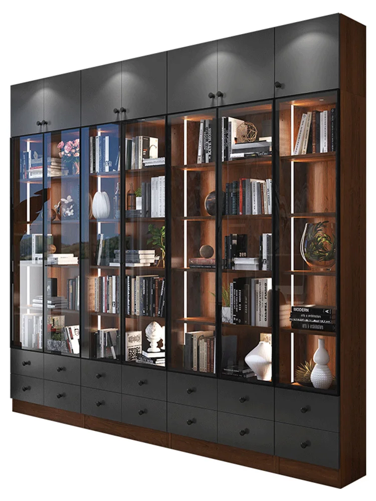 Bookcase Bookshelf Combination Nordic Floor Dustproof Modern Minimalist Bookcase Grid Cabinet Locker