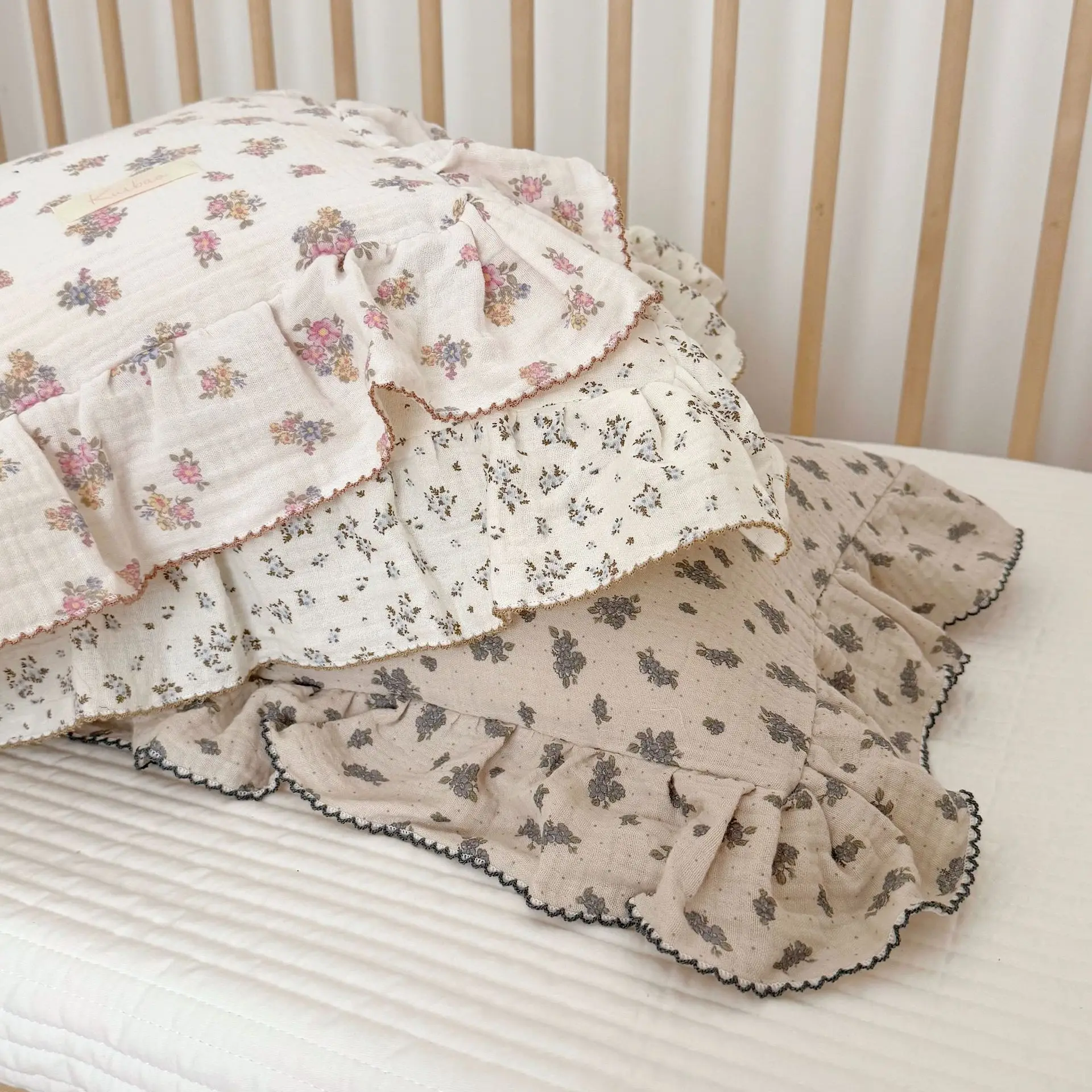 100% Cotton Pillowcase Cover Gauze Ruffle Edge Cushion Covers Decorative Soft And Breathable Rectangle Durable Fabric Bedding
