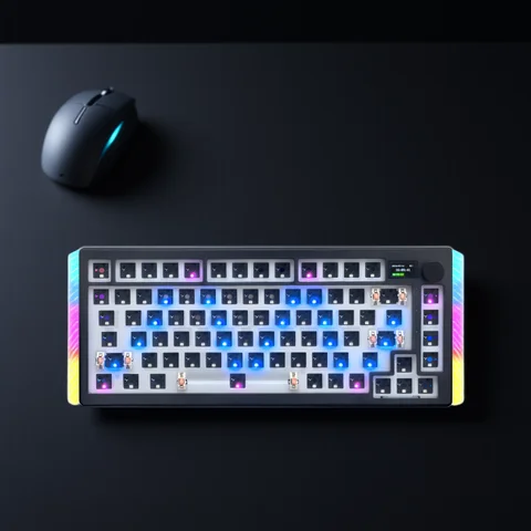 MAIMOOO 75% 키보드 키트, 핫스왑 TFT 스크린, 풀 RGB 백라이트, 2.4GHz, 블루투스 무선 매크로, 맞춤형 DIY 기계식 키보드, MK20T