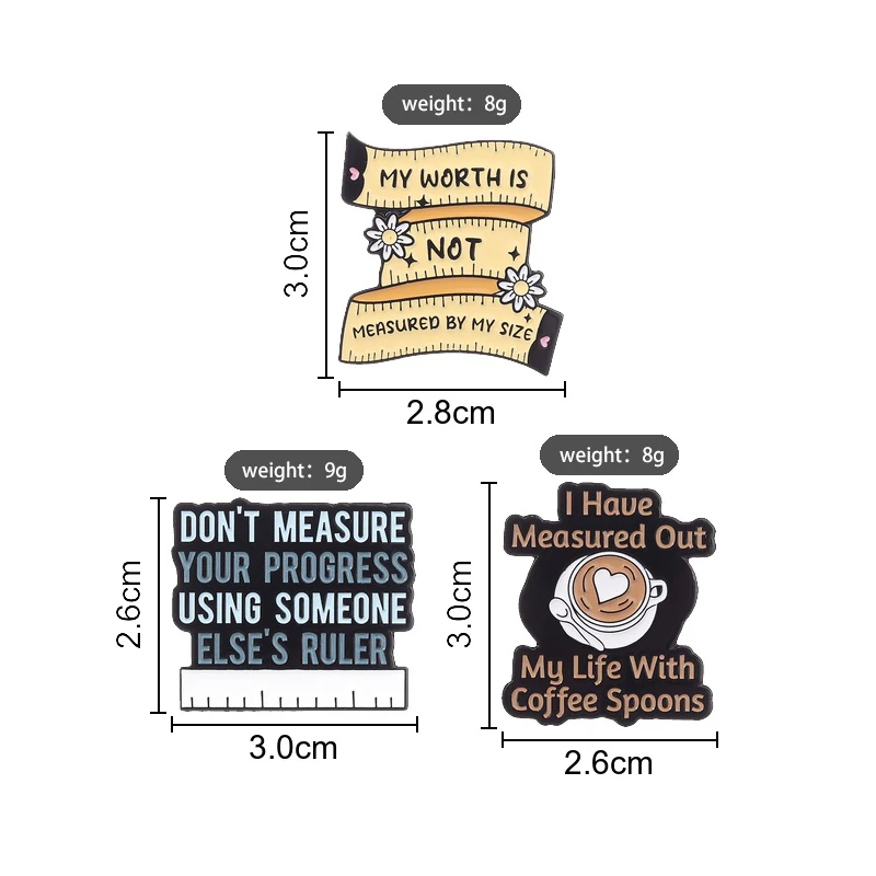 Body Positive Enamel Pins My Worth is Not Measured by My Size Brooch Badge Discipline Over Motivation Jewelry Gift for Friends