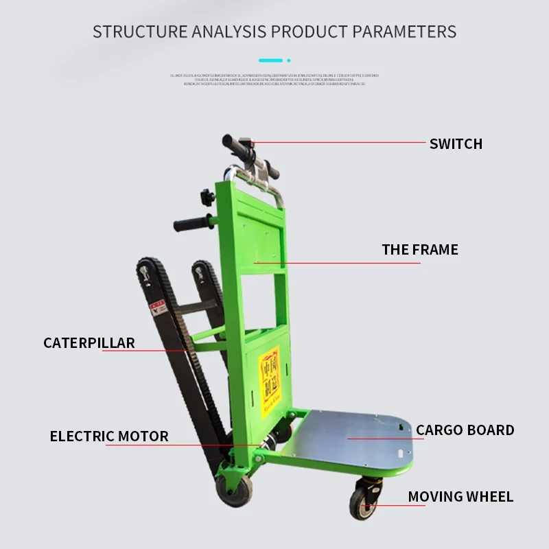 Coche de escalada de escaleras eléctrico de 120kg, carrito de mano, carrito de escalada tipo oruga, escalador de escaleras arriba y abajo, carrito