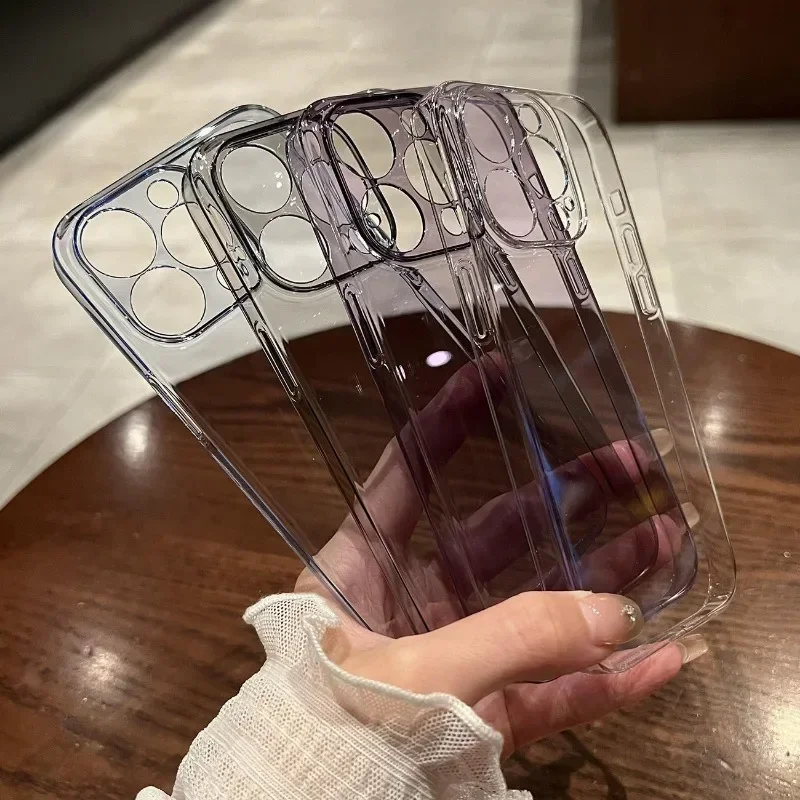 Роскошный ультратонкий прозрачный жесткий чехол для ПК для iPhone 15, 14, 13, 12, 11 Pro Max 14 Plus, кристально чистый тонкий противоударный чехол-бампер