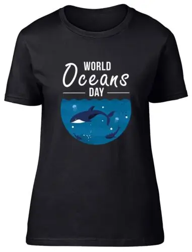 

World Ocean Day Under Water Sealife Fitted Womens Ladies T Shirt Gift