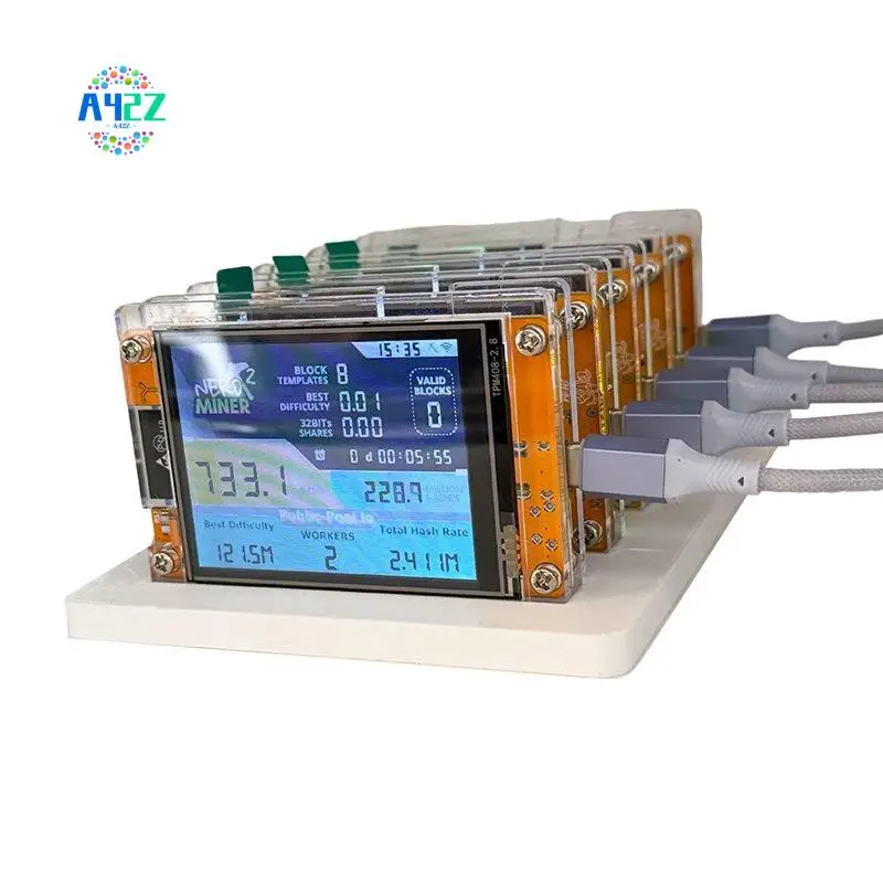 A42Z-5X 735KH/S Nmminernerdminer+5 Slots Base Upgraded Bitcoin Crypto Solo Lottery Miner 2.8 Inch Smart Display Miner