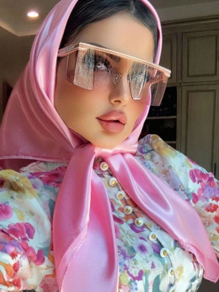 

90*90cm Solid Color Square Scarf Soft Satin Wraps Elegant Head Neck Hair Tie Band Ladies Hijab Women Girls Kerchief