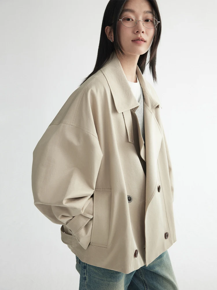 

Повседневная куртка-ветровка HaveRice Roman Tune в корейском стиле, ретро, с отложным воротником, высококачественная, из хлопка, с эффектом потертости