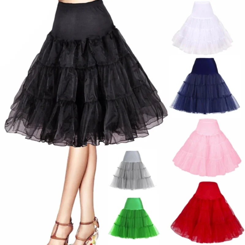 

Vintage Short Fluffy Dress Makeup Party Bride Cosplay Wedding Dress Petticoat Women's Retro 50s Swing Fancy Net Skirt Rockabilly