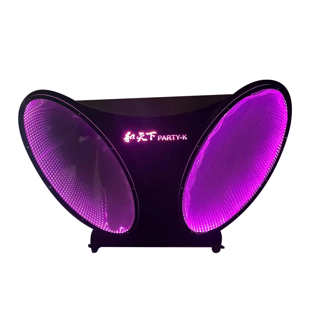 Customized full-color LED stage for nightclub music parties DJStage with abyss-effect metal display