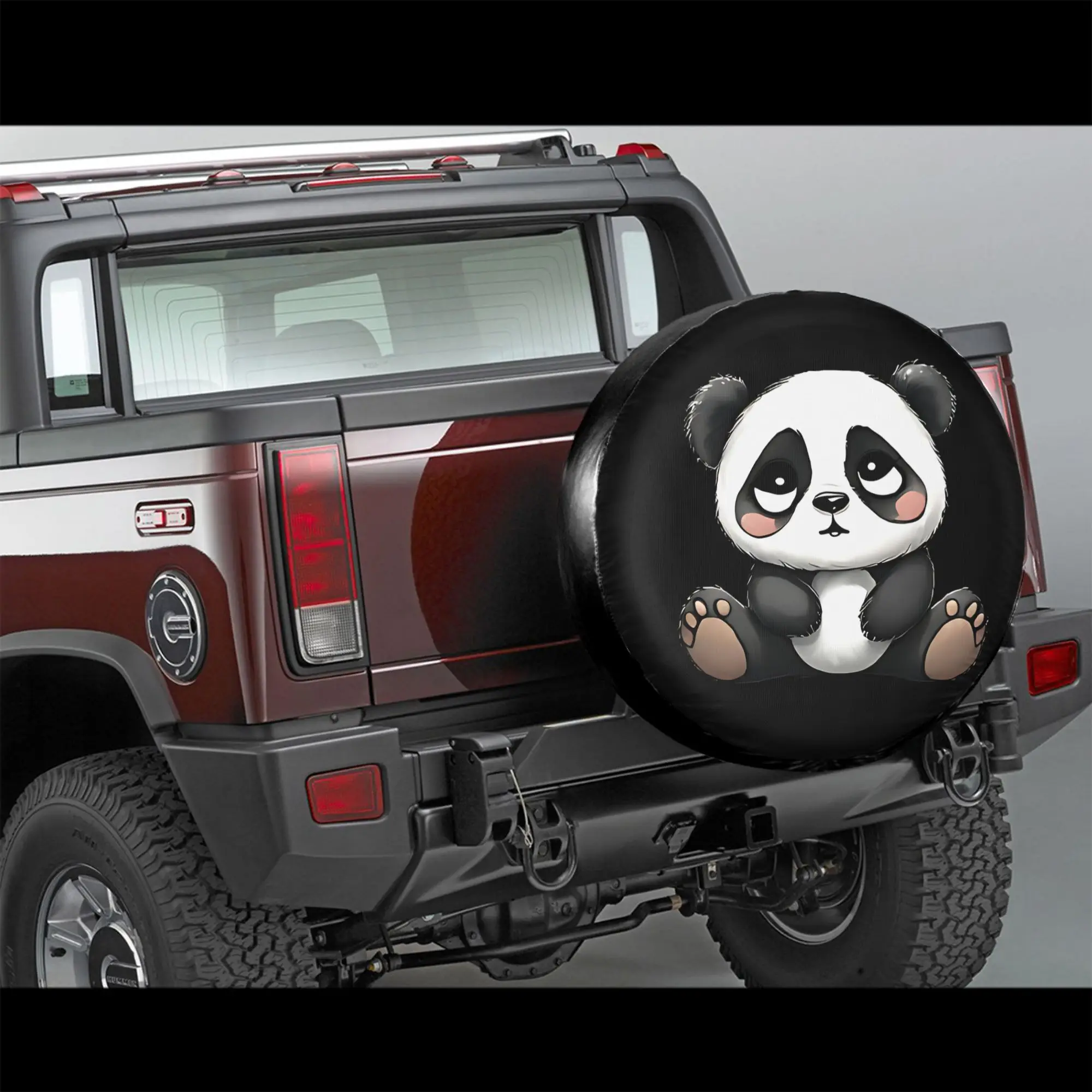 2D Flat Printing 1pc Lazy Blush Cartoon Panda Printed Car Tire Cover, Universal Stylish Spare Wheel Protector, Perfect Fit Easy