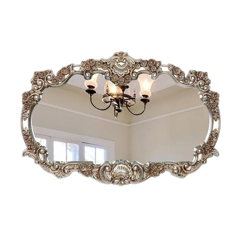 

European classical double basin bathroom mirror wall hanging bathroom mirror toilet dressing mirror waterproof villa hotel decor